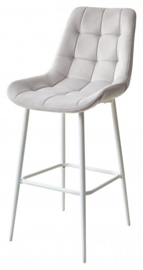 Барный стул ХОФМАН, цвет H-09 Светло-серый, велюр / белый каркас М-City в Тюмени - tumen.ok-mebel.com | фото 1