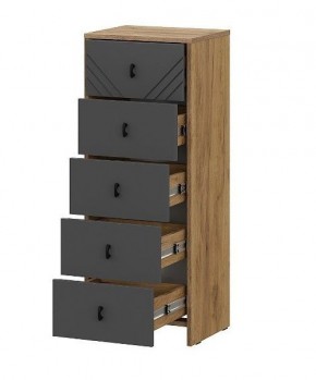 БАЙКАЛ Комод (5 ящиков) Графит/Дуб золотой в Тюмени - tumen.ok-mebel.com | фото 2