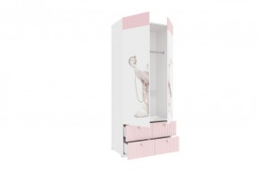 Детская Алиса ПМ-332.22 исп.3 Шкаф комбинированный (с 4 ящ. и 2 дв.) белый матовый с ФП-розовый в Тюмени - tumen.ok-mebel.com | фото 2