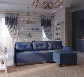 Диван-кровать угловой Киркас синий, ткань рогожка в Тюмени - tumen.ok-mebel.com | фото 2