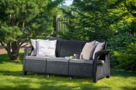 Диван пластиковый Корфу Макс (Corfu love seat max) графит в Тюмени - tumen.ok-mebel.com | фото 2