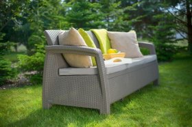 Диван пластиковый Корфу Макс (Corfu love seat max) капучино - песок в Тюмени - tumen.ok-mebel.com | фото 3