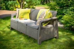 Диван пластиковый Корфу Макс (Corfu love seat max) капучино - песок в Тюмени - tumen.ok-mebel.com | фото 4