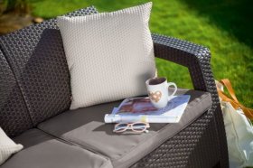 Диван пластиковый Корфу Макс (Corfu love seat max) коричневый в Тюмени - tumen.ok-mebel.com | фото 3