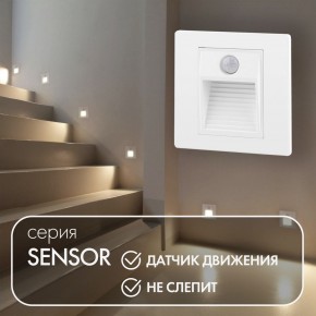 DK1020-WH Светильник встраиваемый в стену c датчиком движения, IP 20, LED 3000, 1 Вт, белый, пластик в Тюмени - tumen.ok-mebel.com | фото 2
