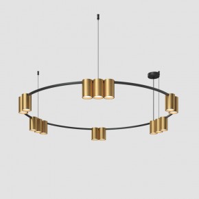 DK4067-BK+SG Подвесной светильник ORBIT, IP20, 15xGU10 LED, до 15 Вт, черный + сатинированное золото, алюминий в Тюмени - tumen.ok-mebel.com | фото