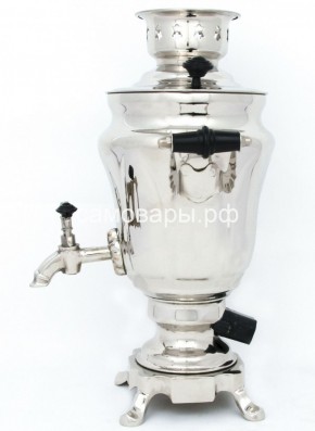 Электрический самовар из латуни никелированный на 1,5 литра форма "Тюльпан" с защитой от выкипания в Тюмени - tumen.ok-mebel.com | фото