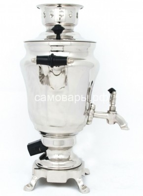 Электрический самовар из латуни никелированный на 1,5 литра форма "Тюльпан" с защитой от выкипания в Тюмени - tumen.ok-mebel.com | фото 3