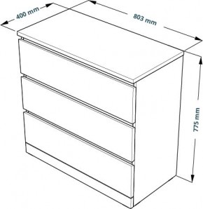 Комод Варма 3 с тремя выдвижными ящиками, цвет белый в Тюмени - tumen.ok-mebel.com | фото 4