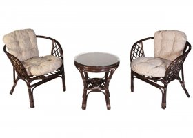Комплект Багама дуэт, подушки светлые обычные шенил (Темно-коричневый) стол круглый в Тюмени - tumen.ok-mebel.com | фото 1