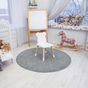 Комплект детский стол КРУГЛЫЙ и два стула МИШКА ROLTI Baby (белая столешница/белое сиденье/береза ножки) в Тюмени - tumen.ok-mebel.com | фото