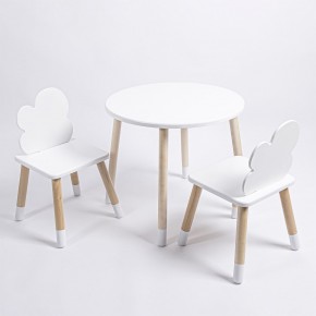 Комплект детский стол КРУГЛЫЙ и два стула ОБЛАЧКО ROLTI Baby (белая столешница/белое сиденье/береза ножки) в Тюмени - tumen.ok-mebel.com | фото