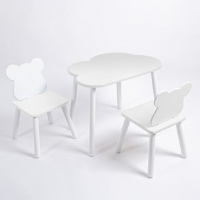 Комплект детский стол ОБЛАЧКО и два стула МИШКА ROLTI Baby (белая столешница/белое сиденье/белые ножки) в Тюмени - tumen.ok-mebel.com | фото