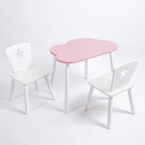 Комплект детский стол ОБЛАЧКО и два стула ЗВЕЗДА ROLTI Baby (розовая столешница/белое сиденье/белые ножки) в Тюмени - tumen.ok-mebel.com | фото