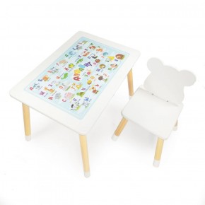Комплект детской мебели стол и стул Мишутка с накладкой Алфавит (Белый/Белый/Береза) в Тюмени - tumen.ok-mebel.com | фото 2