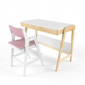 Комплект растущий стол и стул с чехлом 38 попугаев «Вуди» (Белый, Белый, Розовый) в Тюмени - tumen.ok-mebel.com | фото
