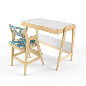 Комплект растущий стол и стул с чехлом 38 попугаев «Вуди» (Белый, Береза, Салют) в Тюмени - tumen.ok-mebel.com | фото
