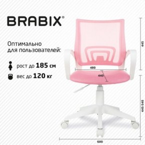 Кресло BRABIX "Fly MG-396W", с подлокотниками, пластик белый, сетка, розовое, 533008 в Тюмени - tumen.ok-mebel.com | фото 5