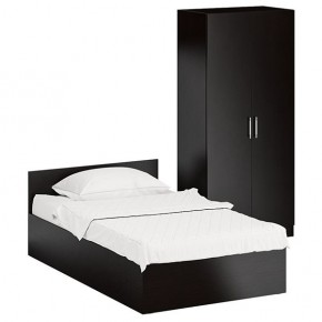 Кровать 1200 + Шкаф 2-х створчатый Стандарт, цвет венге, ШхГхВ 123,5х203,5х70 + 90х52х200 см., сп.м. 1200х2000 мм., без матраса, основание есть в Тюмени - tumen.ok-mebel.com | фото