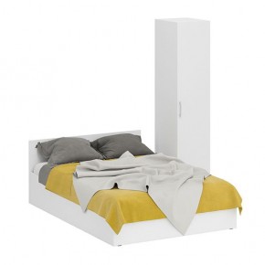 Кровать 1400 + Пенал Стандарт, цвет белый, ШхГхВ 143,5х203,5х70 + 45х52х200 см., сп.м. 1400х2000 мм., без матраса, основание есть в Тюмени - tumen.ok-mebel.com | фото