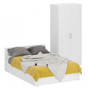 Кровать 1400 + Шкаф 2-х створчатый Стандарт, цвет белый, ШхГхВ 143,5х203,5х70 + 90х52х200 см., сп.м. 1400х2000 мм., без матраса, основание есть в Тюмени - tumen.ok-mebel.com | фото 1