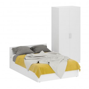 Кровать 1400 + Шкаф 2-х створчатый Стандарт, цвет белый, ШхГхВ 143,5х203,5х70 + 90х52х200 см., сп.м. 1400х2000 мм., без матраса, основание есть в Тюмени - tumen.ok-mebel.com | фото 2