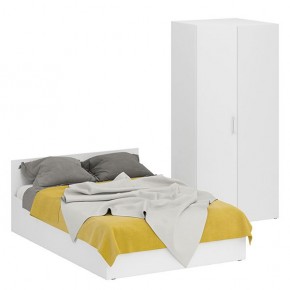 Кровать 1400 + Шкаф угловой Стандарт, цвет белый, ШхГхВ 143,5х203,5х70 + 81,2х81,2х200см., сп.м. 1400х2000 мм., без матраса, основание есть в Тюмени - tumen.ok-mebel.com | фото