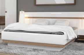 Кровать 160/TYP 92, LINATE ,цвет белый/сонома трюфель в Тюмени - tumen.ok-mebel.com | фото 2