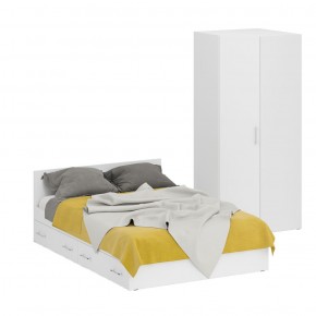 Кровать с ящиками 1400 + Шкаф угловой Стандарт, цвет белый, ШхГхВ 143,5х203,5х70 + 81,2х81,2х200 см., сп.м. 1400х2000 мм., без матраса, основание есть в Тюмени - tumen.ok-mebel.com | фото 2