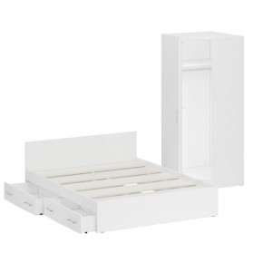 Кровать с ящиками 1600 + Шкаф угловой Стандарт, цвет белый, ШхГхВ 163,5х203,5х70 + 81,2х81,2х200 см., сп.м. 1600х2000 мм., без матраса, основание есть в Тюмени - tumen.ok-mebel.com | фото 4