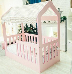 Кровать-домик без ящика 800*1600 (Розовый) в Тюмени - tumen.ok-mebel.com | фото 1