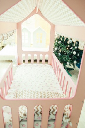 Кровать-домик без ящика 800*1600 (Розовый) в Тюмени - tumen.ok-mebel.com | фото 3