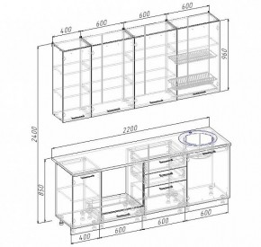 Кухонный гарнитур Антрацит 2200 (Стол. 26мм) в Тюмени - tumen.ok-mebel.com | фото 3