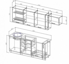 Кухонный гарнитур Антрацит 2550 (Стол. 26мм) в Тюмени - tumen.ok-mebel.com | фото 2