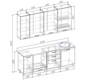 Кухонный гарнитур Шампань 2200 h950 (Стол. 38мм) в Тюмени - tumen.ok-mebel.com | фото 2