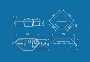 Мойка кухонная ULGRAN U-409 (970*500) в Тюмени - tumen.ok-mebel.com | фото 2