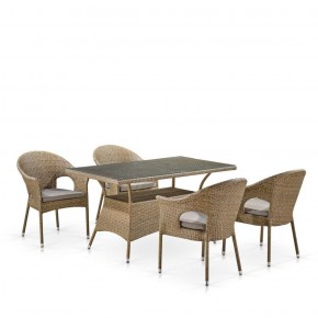 Обеденный комплект плетеной мебели T198B/Y79B-W56 Light Brown (4+1) в Тюмени - tumen.ok-mebel.com | фото