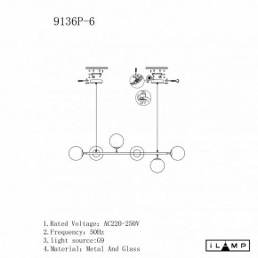 Подвесная люстра iLamp Golden 9136P/6 BK-WH в Тюмени - tumen.ok-mebel.com | фото 3