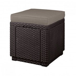 Пуфик Куб с подушкой (Cube with cushion) коричневый - серо-бежевый* в Тюмени - tumen.ok-mebel.com | фото 1