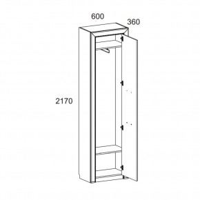 Шкаф 1DW, OLIVIA, цвет вудлайн крем/дуб анкона в Тюмени - tumen.ok-mebel.com | фото 2