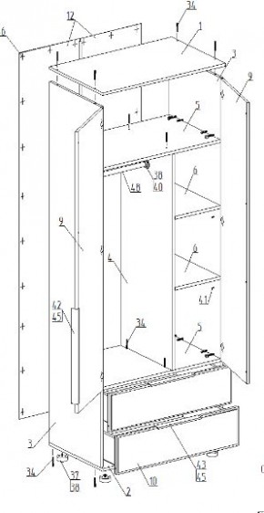 Шкаф 2-ств. с 2 ящиками "Лео" в Тюмени - tumen.ok-mebel.com | фото 2