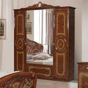 Шкаф 4-х дверный с зеркалами (01.144) Роза (орех) в Тюмени - tumen.ok-mebel.com | фото