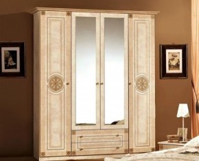 Шкаф 4-х дверный с зеркалами (02.144) Рома (беж) в Тюмени - tumen.ok-mebel.com | фото