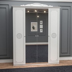 Шкаф 4-х дверный с зеркалами (12.244) Грация (белый/серебро) в Тюмени - tumen.ok-mebel.com | фото 1