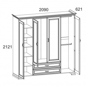 Шкаф 4D2S Z, TIFFANY, цвет вудлайн кремовый в Тюмени - tumen.ok-mebel.com | фото 2