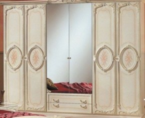 Шкаф 6-и дверный с зеркалами (01.146) Роза (беж) в Тюмени - tumen.ok-mebel.com | фото