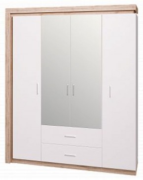 Шкаф для одежды с ящиками 4-х створчатый с зеркалом Люмен 16 в Тюмени - tumen.ok-mebel.com | фото 1