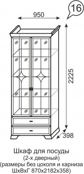 Шкаф для посуды 2-х дверный Венеция 16 бодега в Тюмени - tumen.ok-mebel.com | фото 3