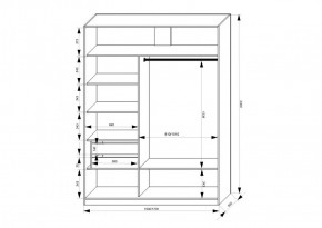 Шкаф-купе 1500 серии NEW CLASSIC K2+K2+B2+PL2(2 ящика+1 штанга+1 полка) профиль «Капучино» в Тюмени - tumen.ok-mebel.com | фото 3