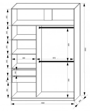 Шкаф-купе 1600 серии SOFT D8+D2+B2+PL4 (2 ящика+F обр.штанга) профиль «Графит» в Тюмени - tumen.ok-mebel.com | фото 2